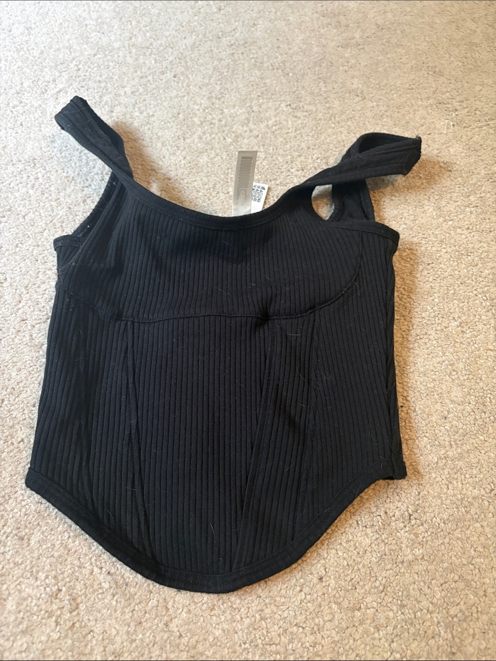 Black Ribbed corset top pink vs secret. Xs never worn
